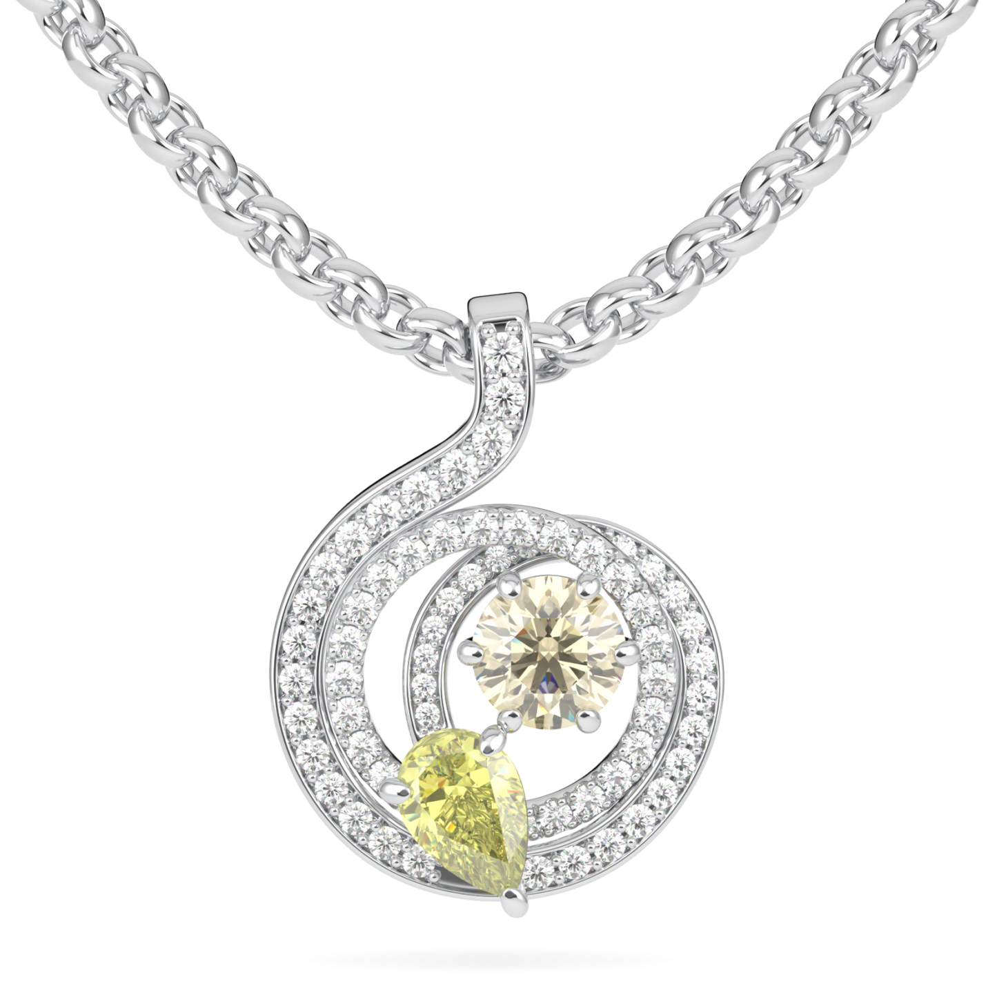 Serpentine Small White Gold Fancy Diamond Pendant