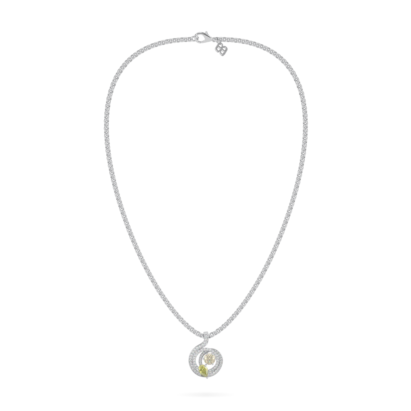 Serpentine Small White Gold Fancy Diamond Pendant