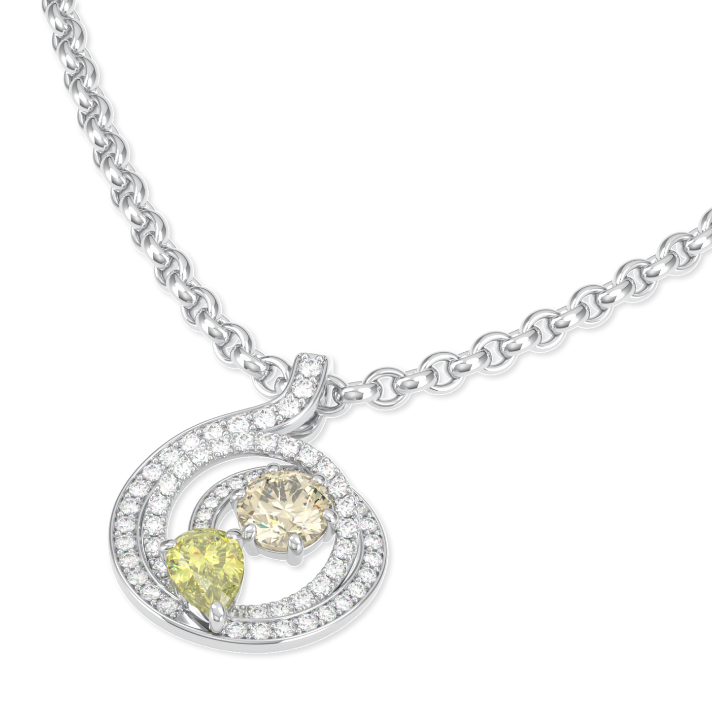 Serpentine Small White Gold Fancy Diamond Pendant