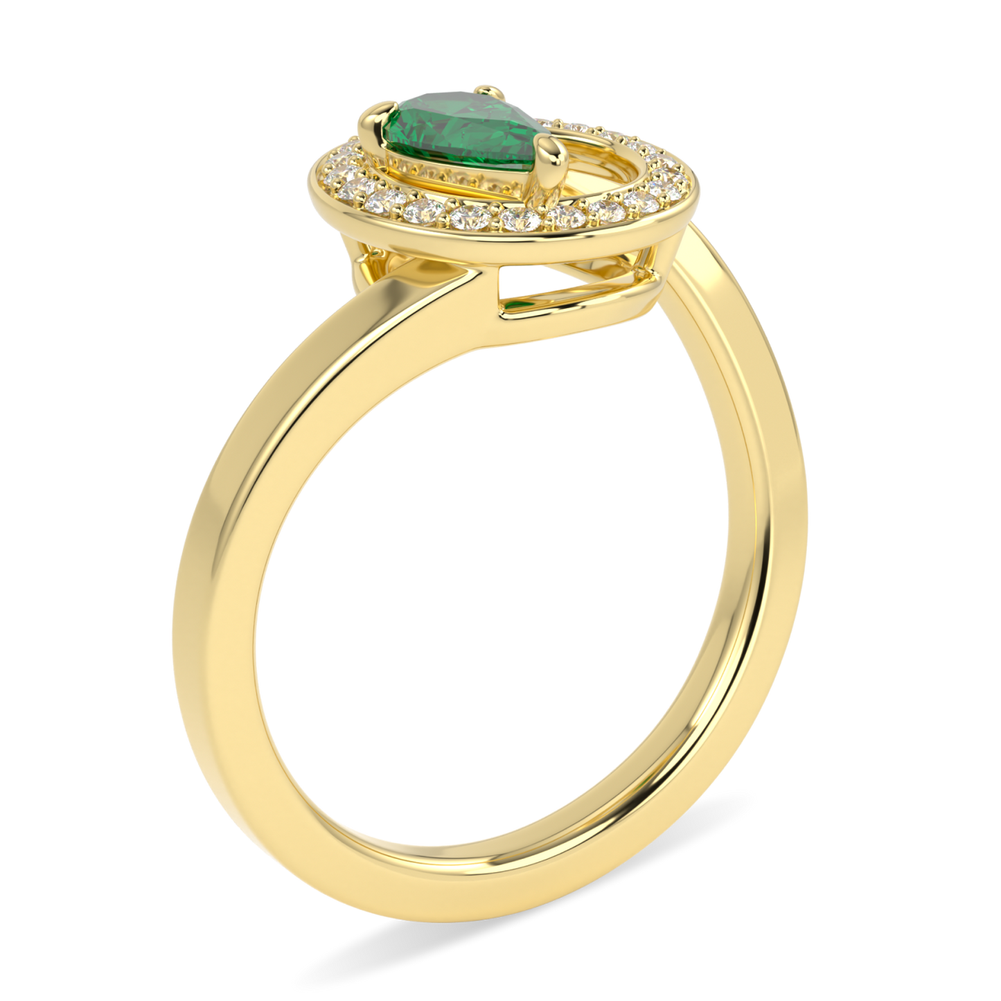 Serpentine Small Yellow Gold Diamond Green Tourmaline Ring