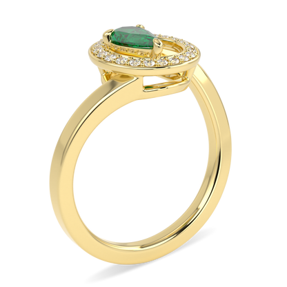 Serpentine Small Yellow Gold Diamond Green Tourmaline Ring