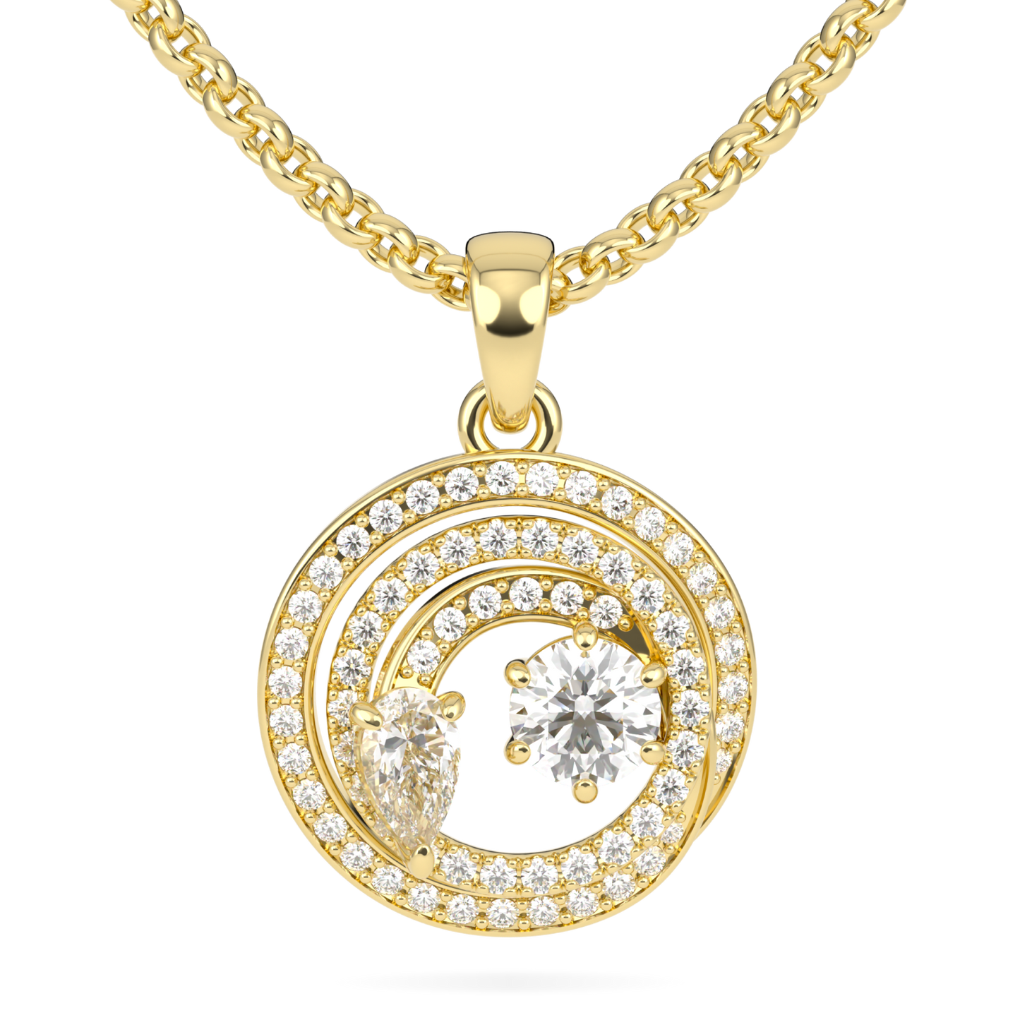 Serpentine Small Yellow Gold Diamond Pendant