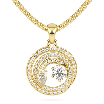 Serpentine Small Yellow Gold Diamond Pendant