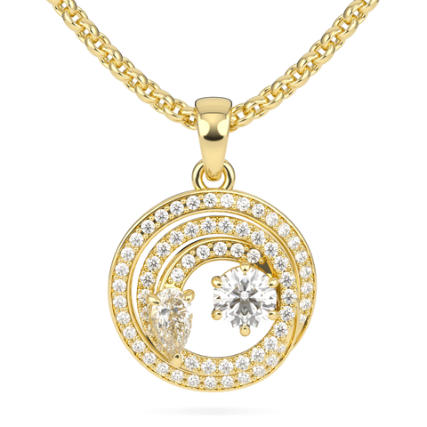 Serpentine Small Yellow Gold Diamond Pendant