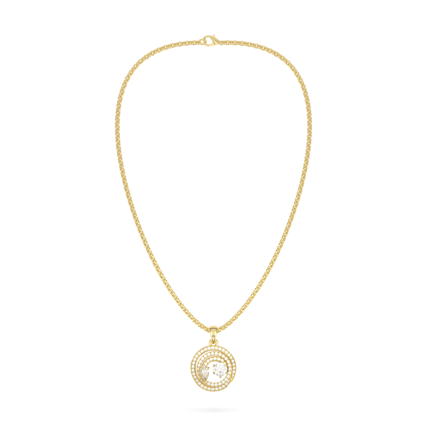 Serpentine Small Yellow Gold Diamond Pendant