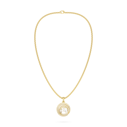 Serpentine Small Yellow Gold Diamond Pendant