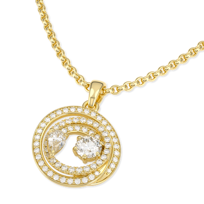 Serpentine Small Yellow Gold Diamond Pendant