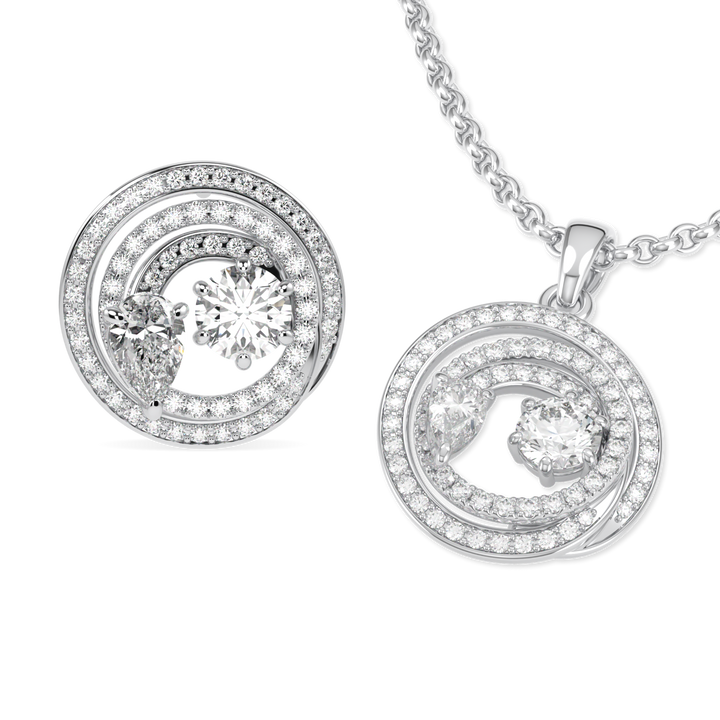 Serpentine White Gold Diamond Pendant and Earrings Set