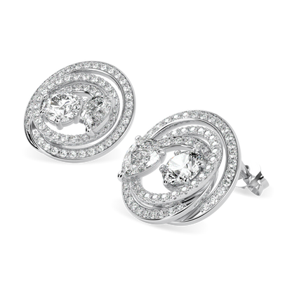 Serpentine White Gold Diamond Stud Earrings