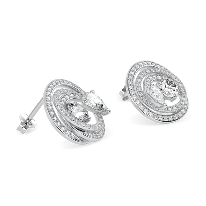 Serpentine White Gold Diamond Stud Earrings