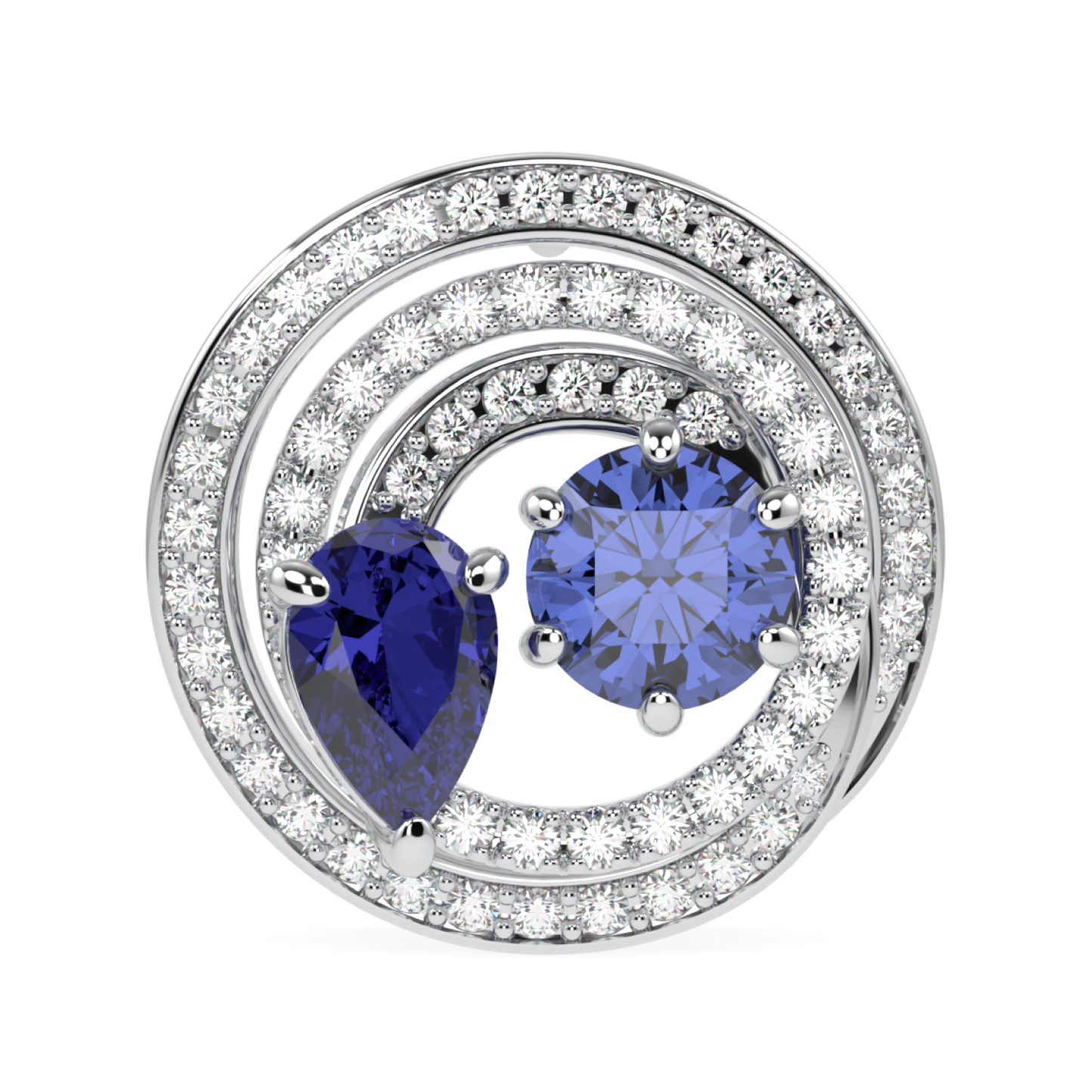 Serpentine White Gold Sapphire Diamond Stud Earrings