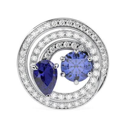 Serpentine White Gold Sapphire Diamond Stud Earrings