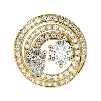 Serpentine Yellow Gold Diamond Stud Earrings