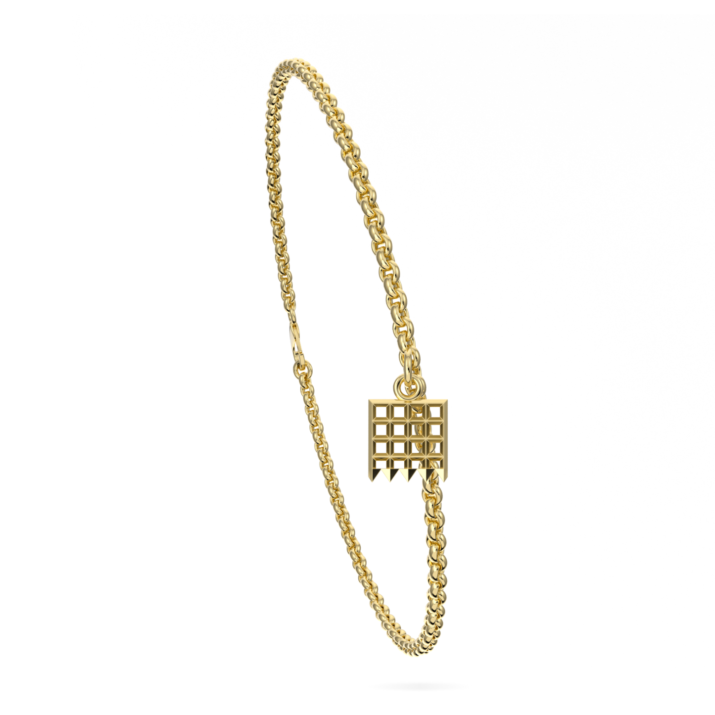 Yellow Gold Sufragette Chain Charm bracelet