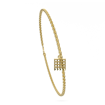 Yellow Gold Sufragette Chain Charm bracelet