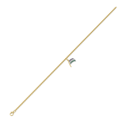 Yellow Gold Sufragette Flag Charm bracelet