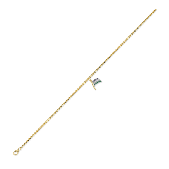 Yellow Gold Sufragette Flag Charm bracelet