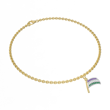 Yellow Gold Sufragette Flag Charm bracelet